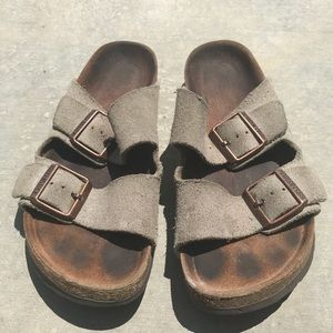 Women’s Taupe Suede Arizona Birkenstocks / Size 38
